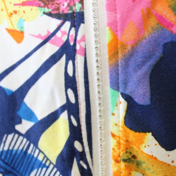 Sportelle PXL Zip Front Jacket Multicolor Floral Rhinestone Zipper Pockets - Picture 7 of 8